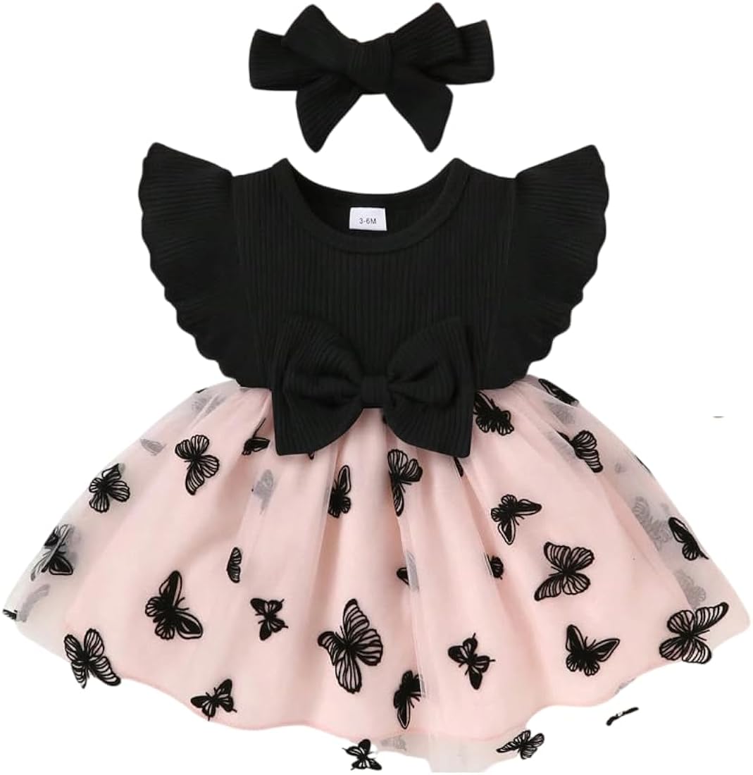 Girls Floral Dress with Print Skirt