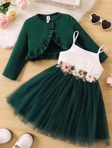 Girls jacket floral Frock Dress